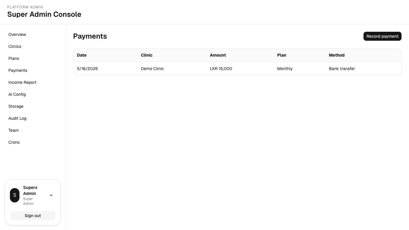 Payments table.