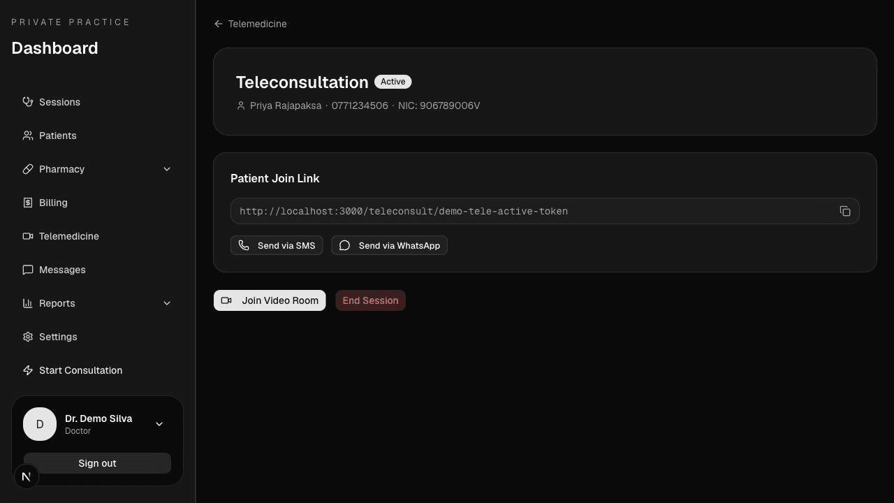 Reach patients by SMS, WhatsApp, and teleconsult product screenshot